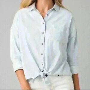 Prana Edina Chambray Tie Front Button Down Shirt